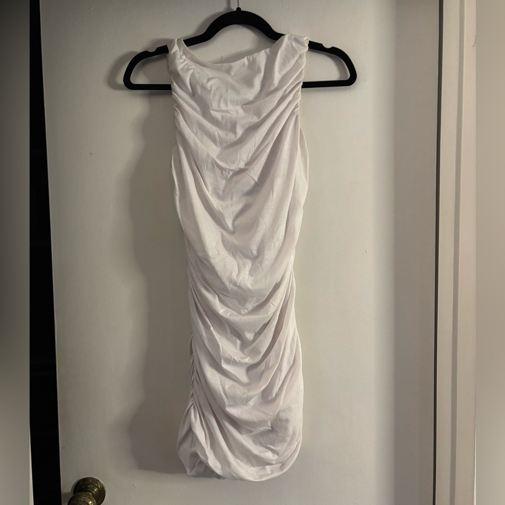 VENUS White Ruched Mini Dress